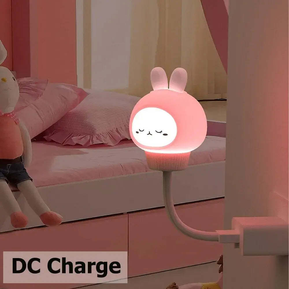 Lámpara de noche LED USB para niños linda lámpara de noche de dibujos animados oso pollito gatito control remoto