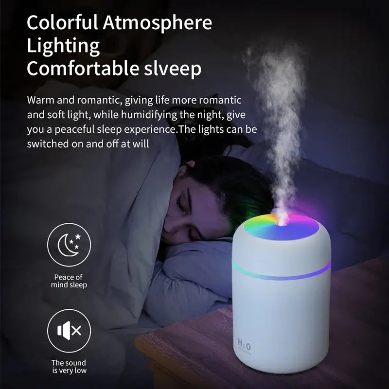 Humidificador Portátil con Diseño Nocturno Creativo y Luz Colorida