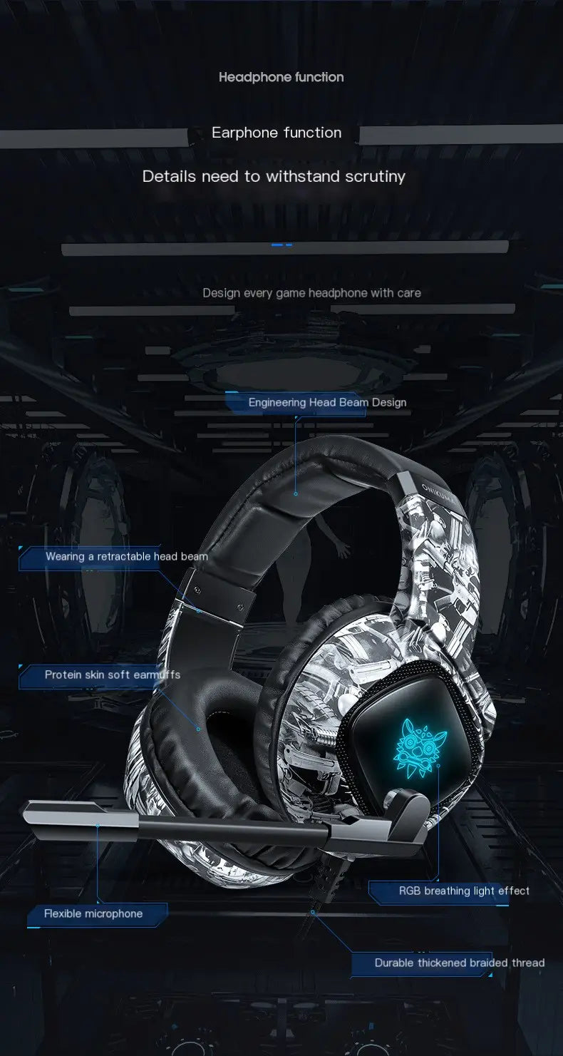 ONIKUMA K19 Camouflage RGB Wired Gaming Headset