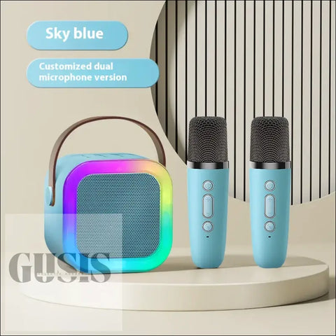 Altavoz Bluetooth nuevo color azul con dos micrófonos en su diseño