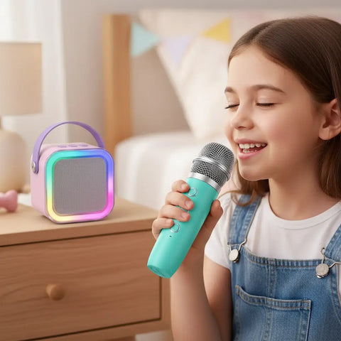 Altavoz bluetooth con micrófono inalámbrico teal de mano