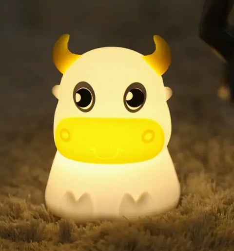 Altavoz Bluetooth Cow con lámpara LED, diseño cute de vaca en silicona suave