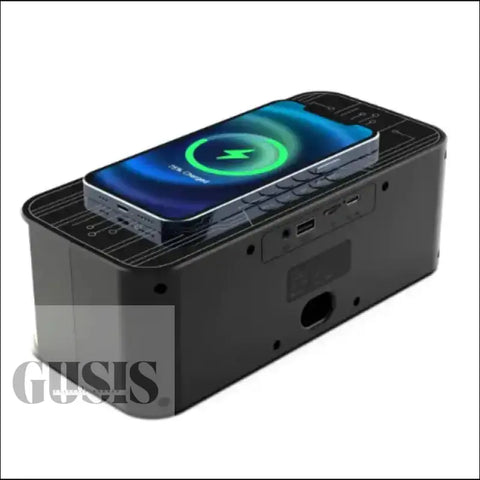 Altavoz Bluetooth Externo con Luz Colorida y Cargador Inalámbrico Dual - Negro-cargador-inalambrico / Cargador