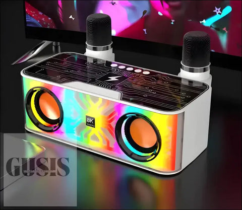 Altavoz Bluetooth Externo con Luz Colorida y Cargador Inalámbrico Dual - Altavoz portatil multifuncion