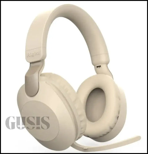 Auriculares Bluetooth de lujo en color beige con micrófono integrado