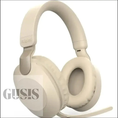 Auriculares Bluetooth premium beige con microphone para audio de alta calidad