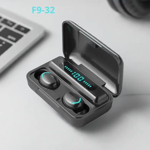 Auriculares inalámbricos Bluetooth F9 TWS 5.1 en estuche de carga con pantalla digital