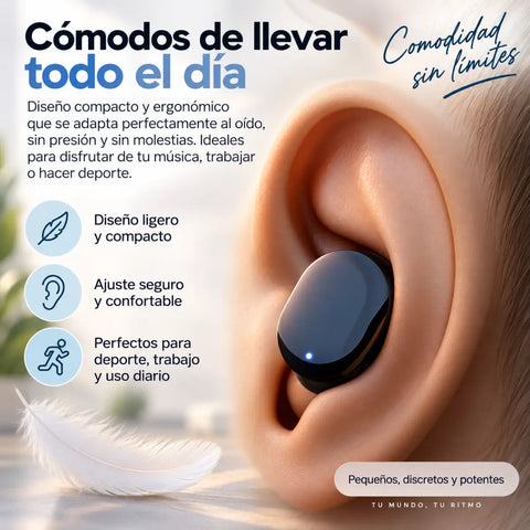 Auriculares bluetooth g9s con pantalla en negro brillante y luz azul, diseño compacto y cómodo para uso diario
