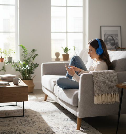 Auriculares inalámbricos negros con diadema ajustable y copas acolchadas, gadget electronico