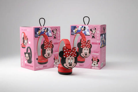 Auriculares Bluetooth estilo Mickey AH-806L con sonido estéreo rojo