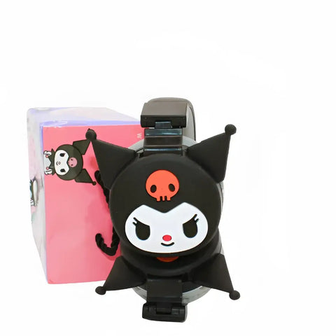 Imagen de soporte para teléfono negro Kuromi con diseño de calavera roja para auriculares Bluetooth Kuromi