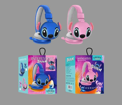Auriculares Bluetooth Stitch para niños con diseño Kawaii y packaging de electrónica