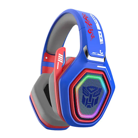Auriculares Bluetooth Transformers G01 en azul y rojo con acabado glossy