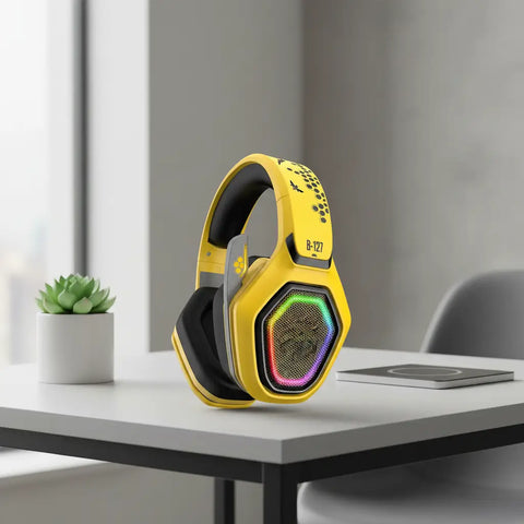 Auriculares Bluetooth Transformers G01 vibrantes con LED arcoíris y sonido gaming