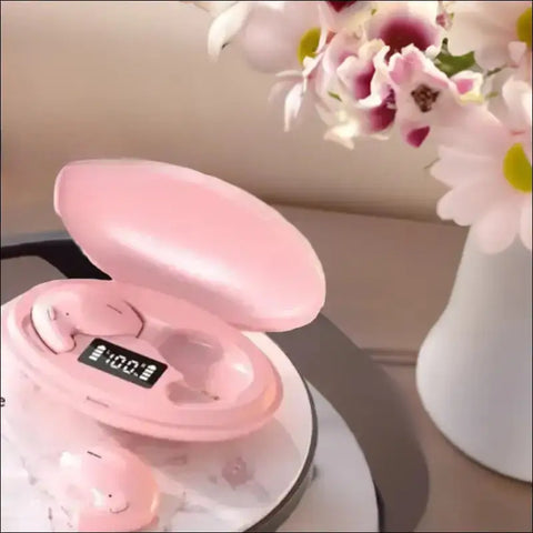 Auriculares Bone Wave con tecnología de conducción ósea en color rosa con estuche de carga