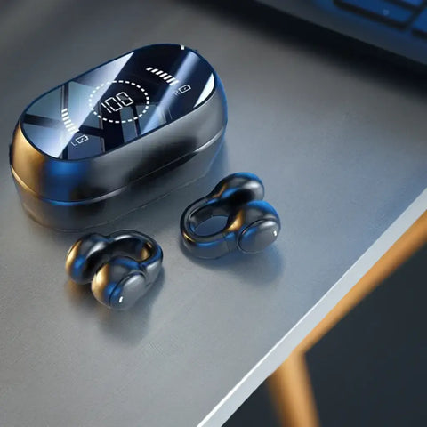 funda auriculares con pantalla negro