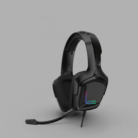 Onikuma K20 gaming con luz RGB y cable, diseño angular negro