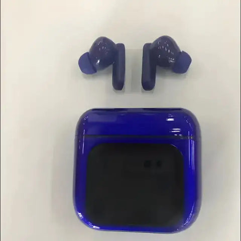Auriculares inalámbricos Bluetooth azules con estuche de carga
