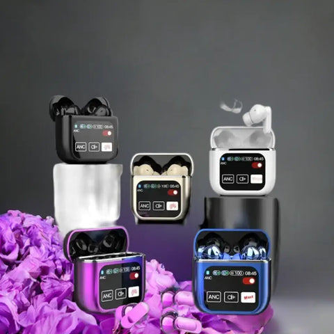 Auriculares inalámbricos Bluetooth con cancelación de ruido y coloridos estuches de carga