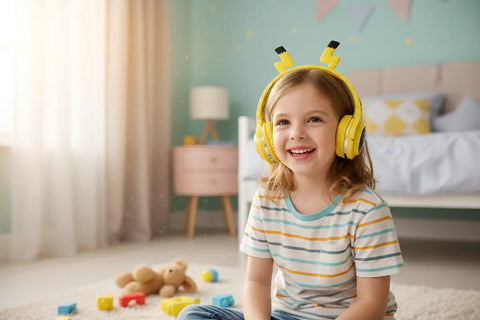 Auriculares inalámbricos Bluetooth Pikachu estilo anime con antenas