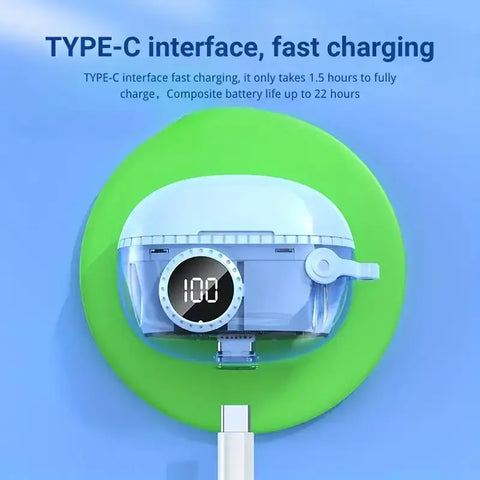 M25 True Wireless auriculares con altavoz portátil blanco y azul, hasta 22 horas de batería