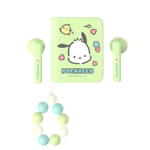 Auriculares inalámbricos Sanrio Kuromi Cinnamoroll en verde pastel