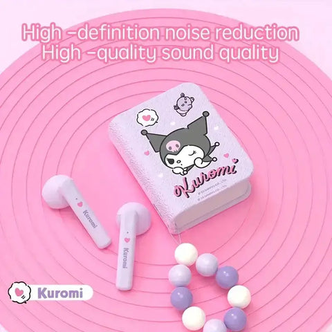 Sanrio Kuromi Cinnamoroll earbuds con diseño cute y reducción de ruido HD