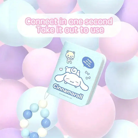 Cartera azul Cinnamoroll con diseño de corazón y oso, Sanrio Kuromi Cinnamoroll