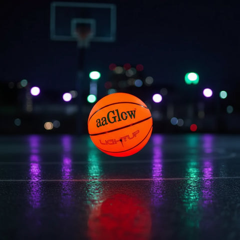 Balón baloncesto brillante aaglow lightup naranja tamaño oficial nº7 con superficie texturizada y led interno envío gratis