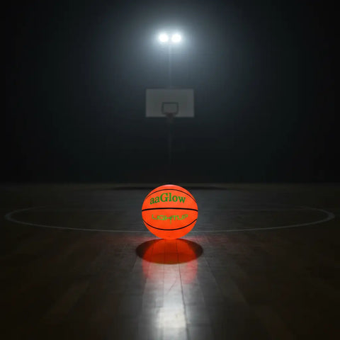 Balón baloncesto luminoso naranja tamaño oficial nº7 con marca aaglow y lightup visible de noche envío gratis