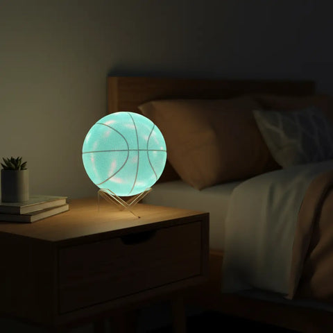 Lámpara balón de baloncesto que brilla en la oscuridad, turquesa y texturizado