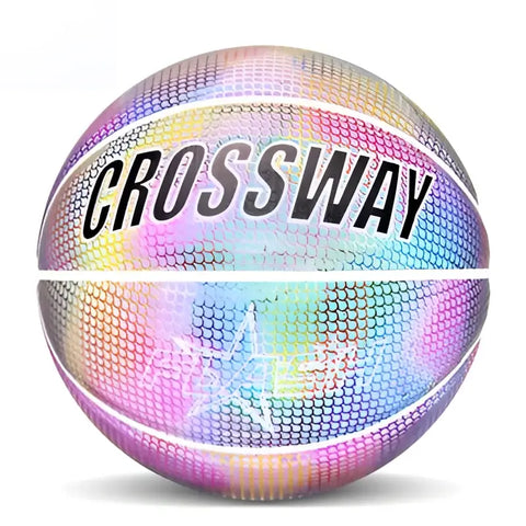 Balón de baloncesto reflectante talla 7 con efecto reflectante iridiscente y acabado holográfico de crossway