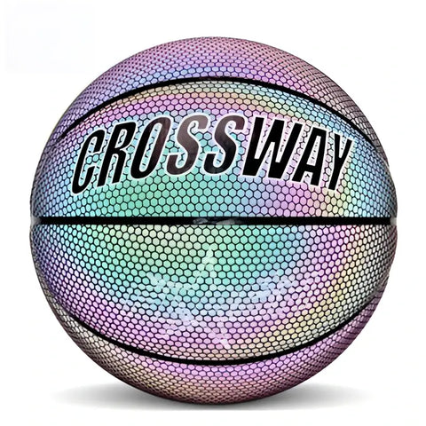 Balón de baloncesto reflectante noche talla 7 con efecto reflectante e iridiscente de textura hexagonal marca crossway