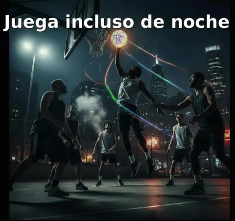 Balón de baloncesto reflectante talla 7 con efectos holográficos reflectantes y luz neón ideal para jugar de noche y grabar vídeos