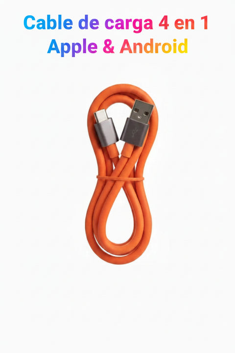 Cable carga rápida usb-c a lightning color naranja en embalaje transparente para iphone y android entrega 24 48h