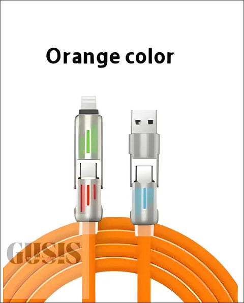 Cable de carga rápida 4 en 1 de 240 W con luz LED ENVIO GRATIS - Naranja / 240W 2 M