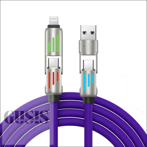 Cable de carga rápida 4 en 1 de 240 W con luz LED ENVIO GRATIS - Lila / 240W 1 M