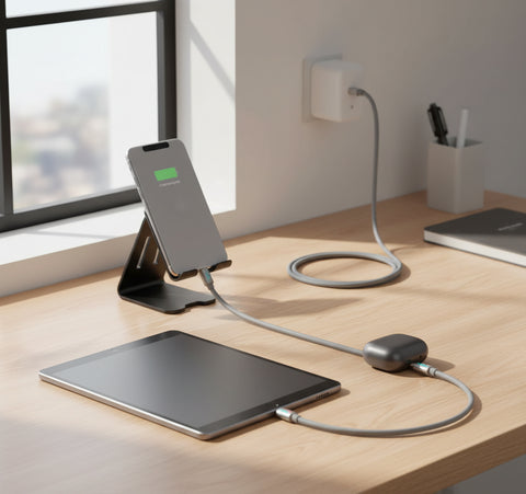 Cable de Carga Rápida 4 en 1 para múltiples dispositivos con luz indicadora