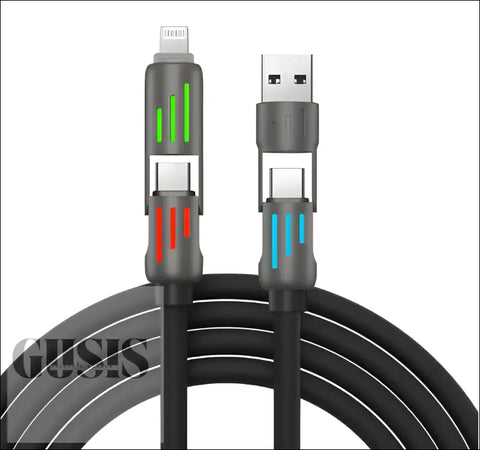 Cable de Carga Rápida 4 en 1 para carga de múltiples dispositivos con luz indicadora