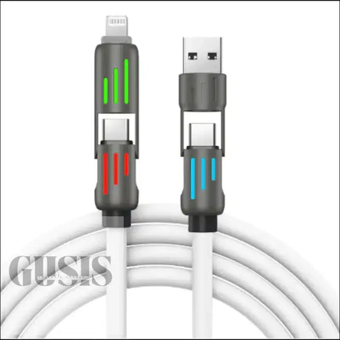 Cable de carga rápida 4 en 1 de 240 W con luz LED ENVIO GRATIS - Cable-Blanco / 240W 1 M