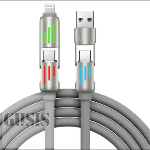 Cable de carga rápida 4 en 1 de 240 W con luz LED ENVIO GRATIS - Cable-Gris / 240W 2 M