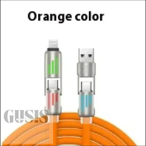 Cable de carga rápida 4 en 1 de 240 W con luz LED ENVIO GRATIS - Cable-Naranja / 240W 2 M