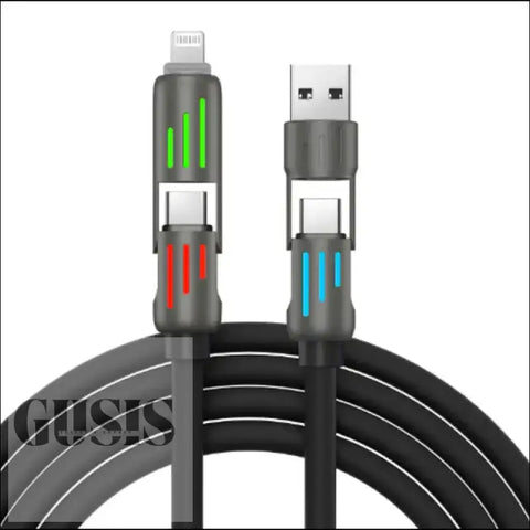 Cable de carga rápida 4 en 1 de 240 W con luz LED ENVIO GRATIS - Cable-Negro / 240W 2 M