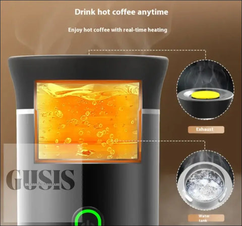 Máquina de café portátil 3 en 1 cafetera portátil de 12 V auto-elevado de 4 a 6 minutos cápsulas pequeñas grandes