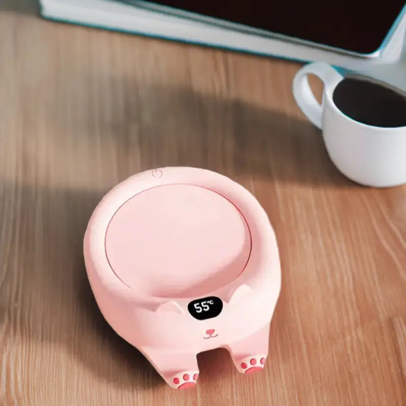 Calentador de taza eléctrico en forma de gato y perro, color rosa, ideal para mantener bebidas calientes