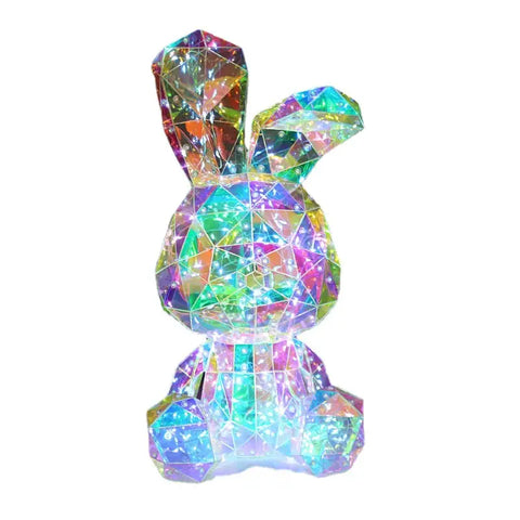 Escultura de conejo iridiscente, encantador adorno de fantasía para decorar