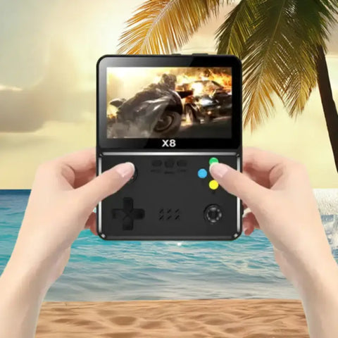 Imagen de consola de videojuegos portátil en color negro para jugar juegos en movimiento