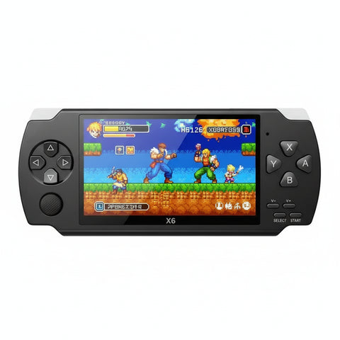 Consola portátil retro X6 con 1500 juegos clásicos en negro y plata