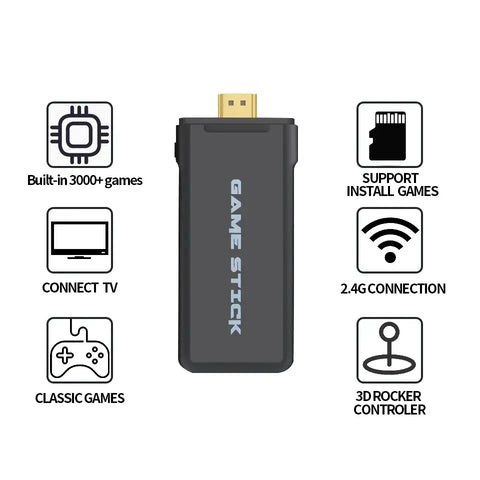 Consola Y2HDMAX 2.4G con stick USB negro, juegos integrados y control 3D rocker