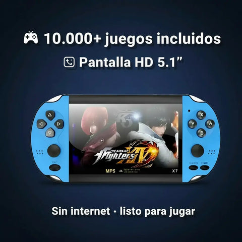 Consola retro portátil x7 azul con pantalla hd 4.3 pulgadas y juegos clásicos con envío gratis incluido